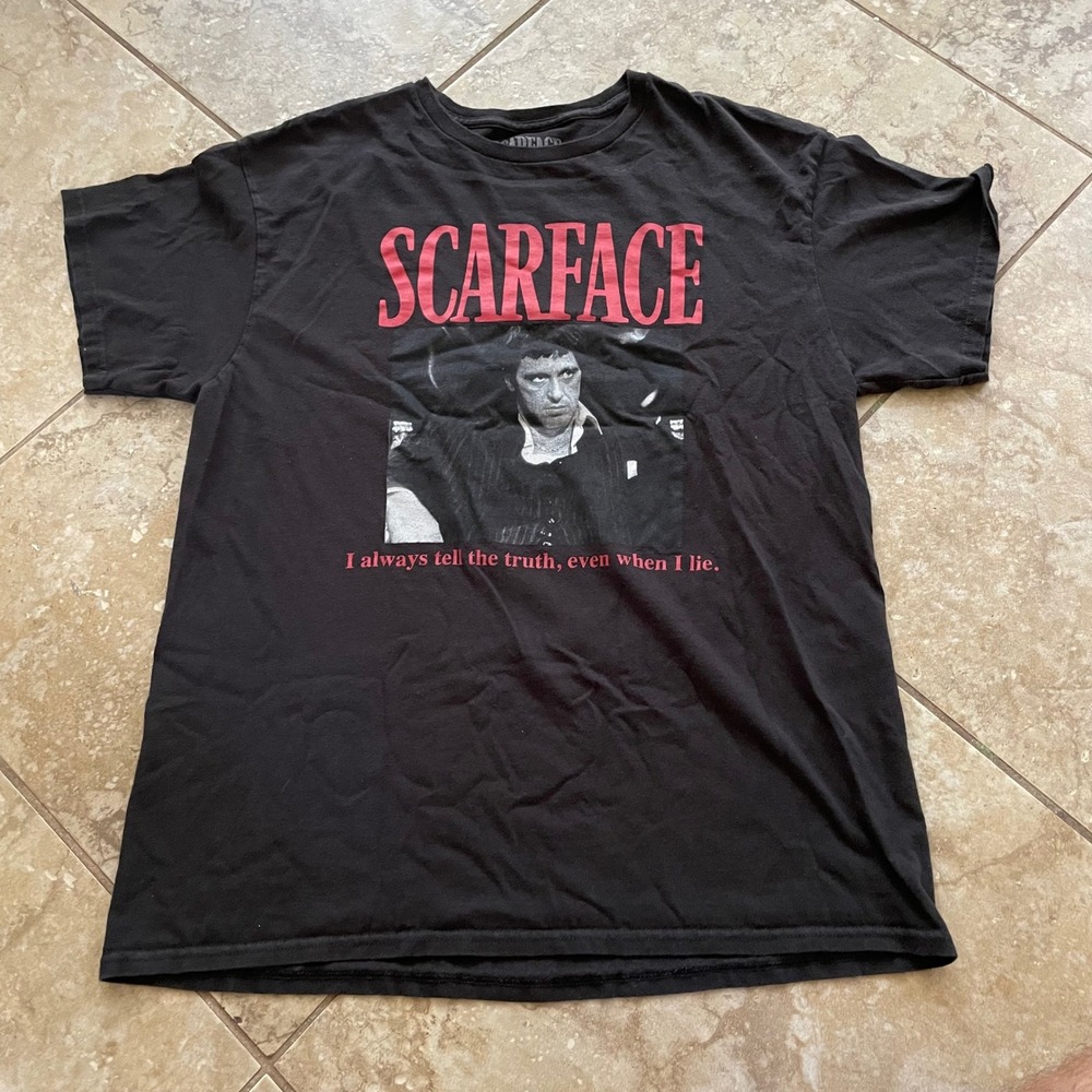 Scarface Tony Montana Graphic T-Shirt Mens Large Black I Always Tell The Truth